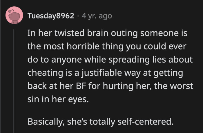 Her narrow-minded thinking landed her in hot water. Her 