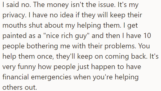 But from a previous experience, the OP refused