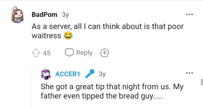 All this Redditor can think about is the poor waitress