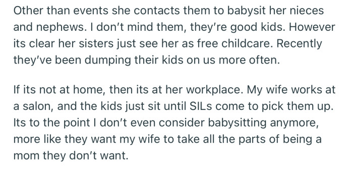 OP’s Wife’s Sisters Have a Habit of Dumping Their Kids on OP’s Wife