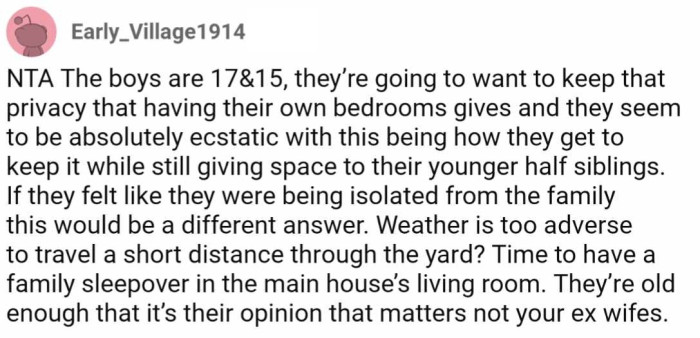 The current older teens are definitely old enough to justify having their own space