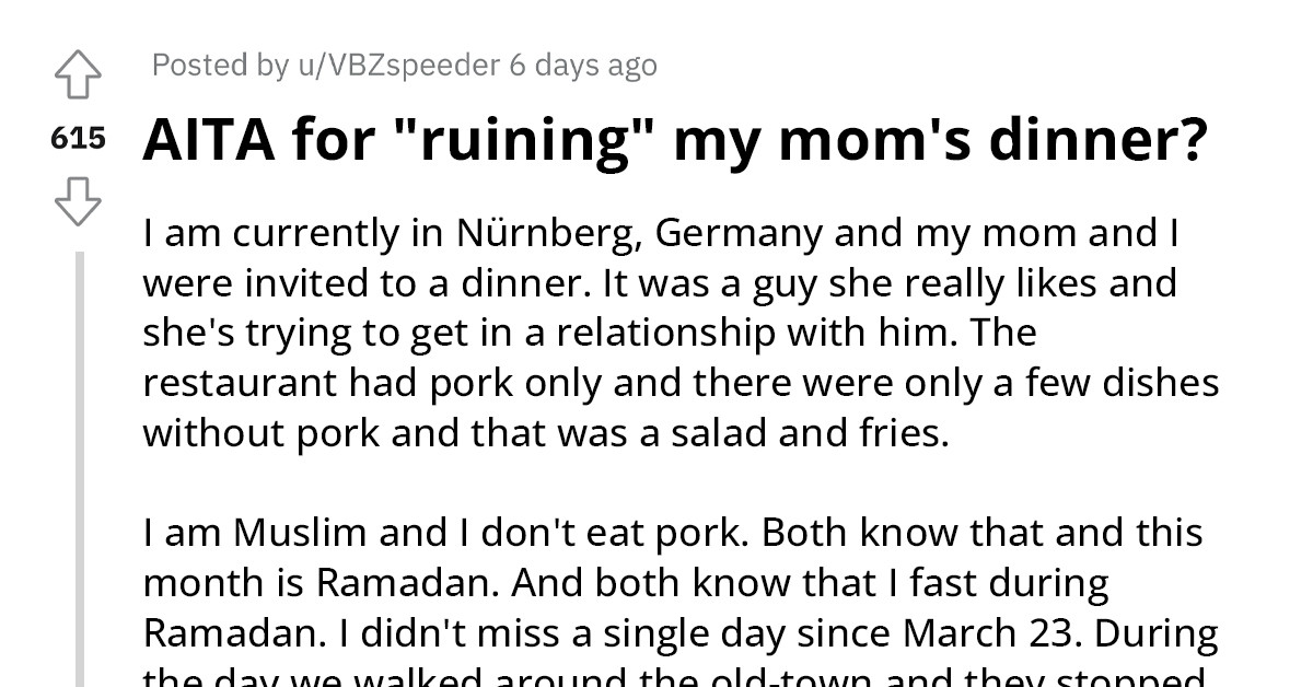Man Gets Mad At Guy For Trying To Make Him Eat A Pork Dish During Ramadan, Mom Accuses Him Of Ruining Her Dinner