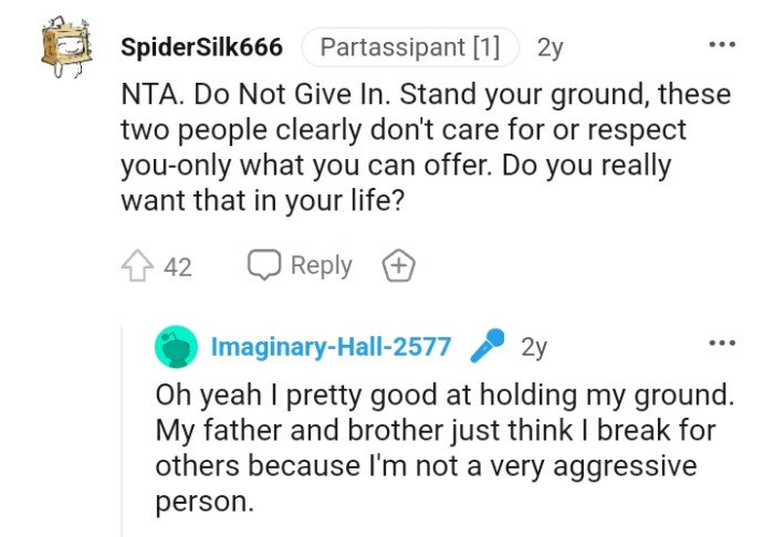 The OP should stand his ground