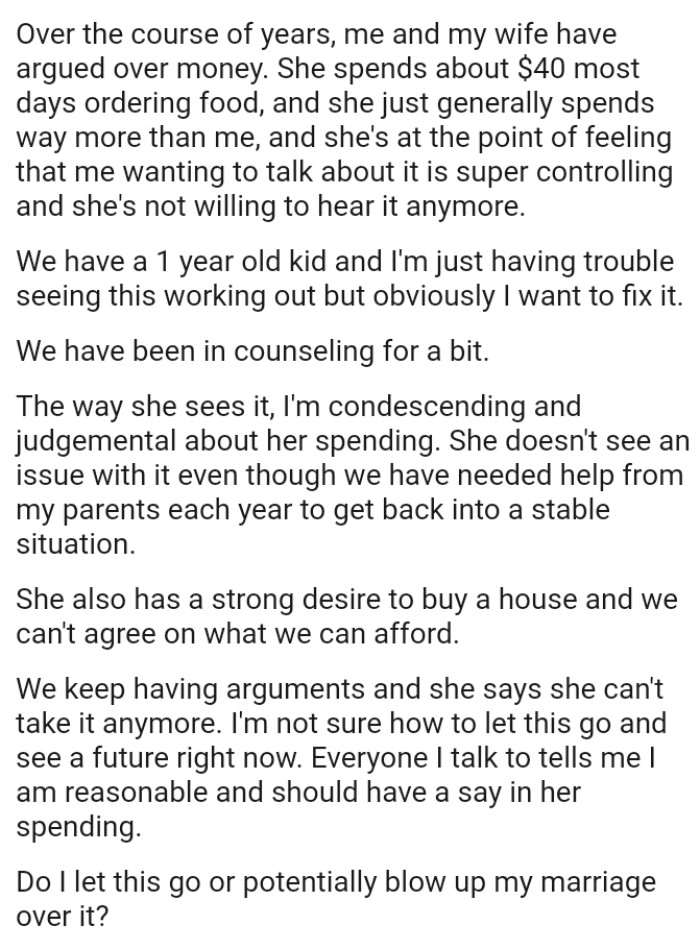 OP's just having trouble seeing this working out but obviously, he wants to fix it