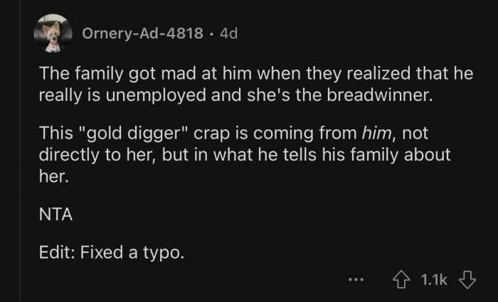 OP's fiancé must be responsible for the constant accusations.