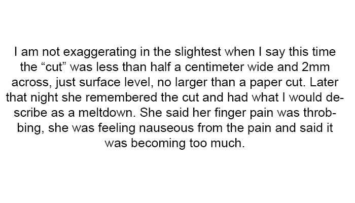 She was feeling nauseous from the pain