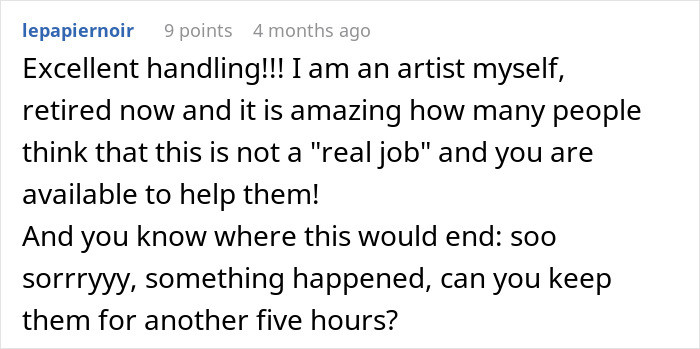 From an artist as well