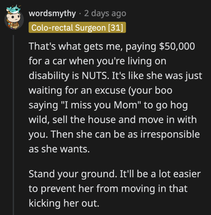 OP should make sure that when her MIL drops by eventually, there is no luggage in her expensive car.