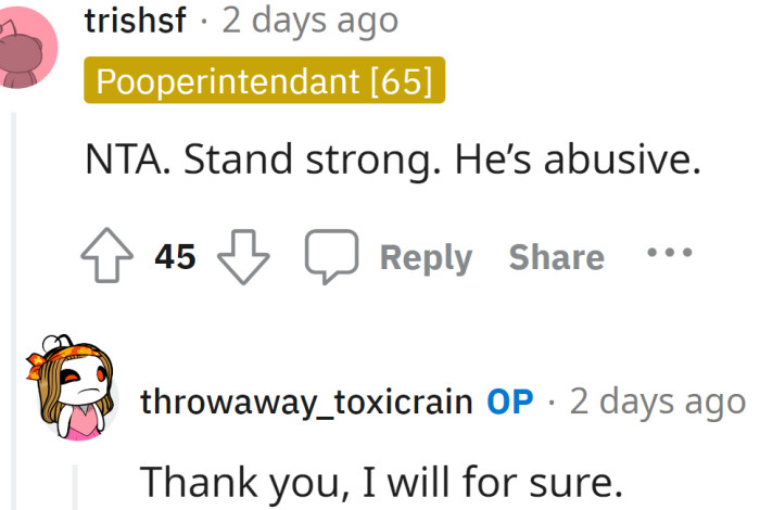 Redditors support OP