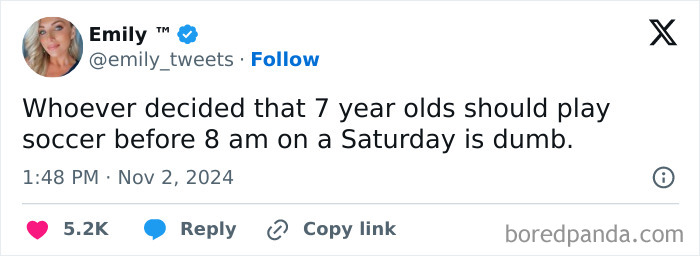 5. Whoever scheduled 7 a.m. soccer for kids clearly never met a sleep-deprived parent.