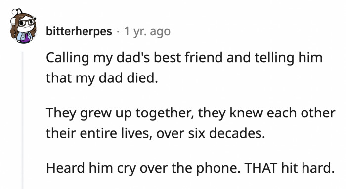 18. This daughter who had to inform her dad's best friend of his passing
