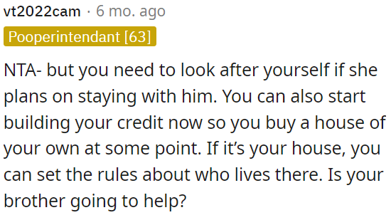 OP needs to take care of herself if her mom intends to stay with him.