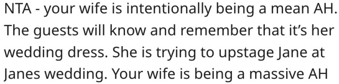 17. His wife intentionally wants to ruin his cousin's wedding.