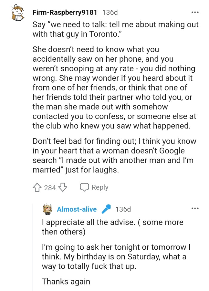 Don't feel bad for finding out