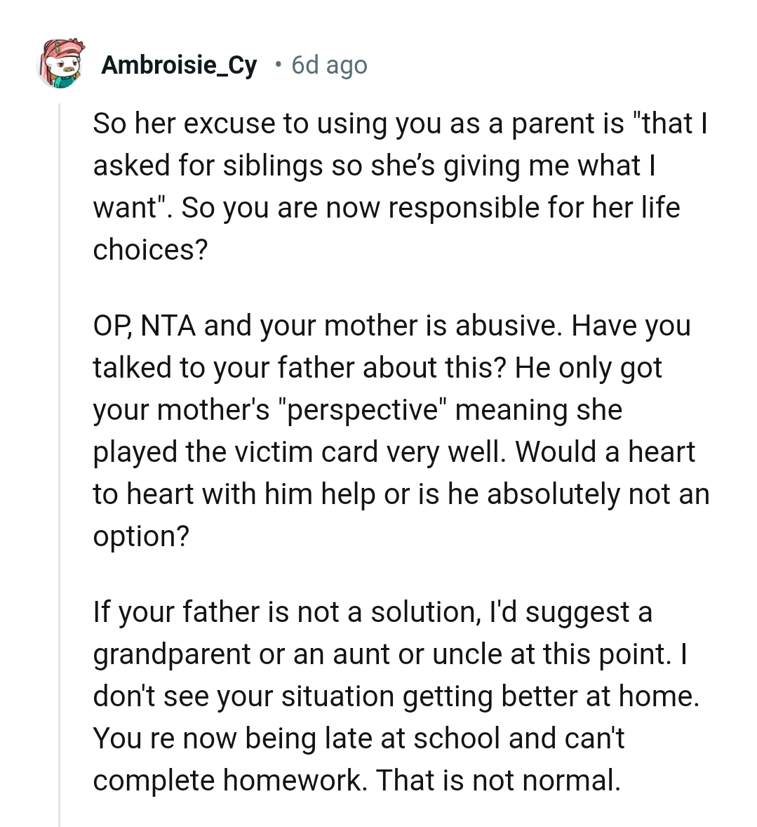 And the comments from other Redditors roll in...