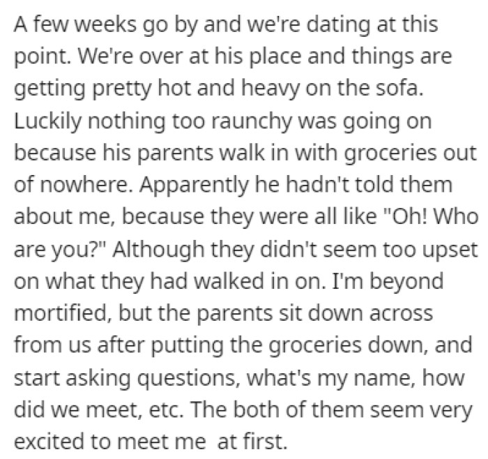 A few weeks later, OP was over at his place