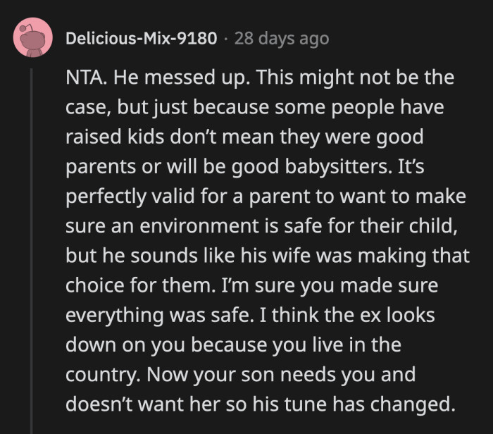 OP's son can start to mend his relationship with his family