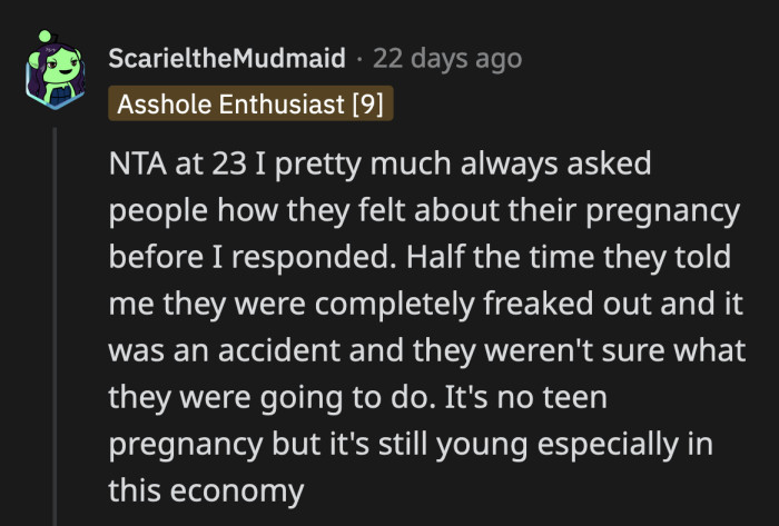 OP's question was completely reasonable given what she knows about Molly and how the latter announced her pregnancy.