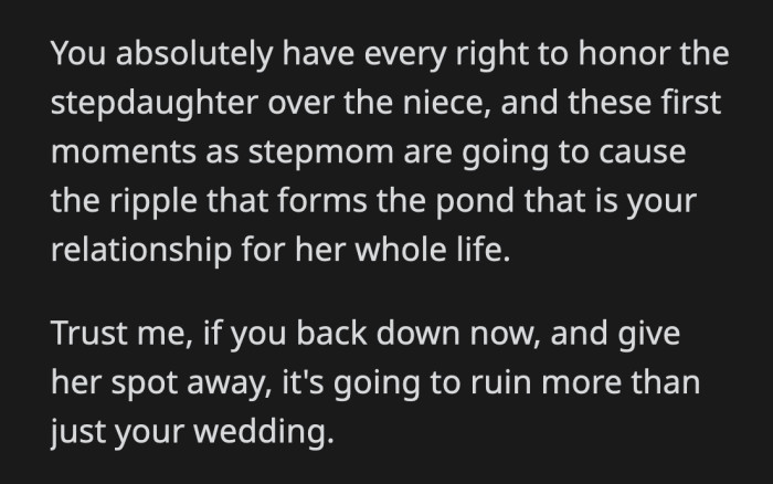 If she allowed her SIL to do as she pleased, OP's stepdaughter would have learned never to trust OP's promises.