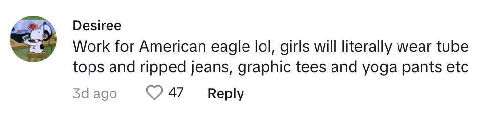 It's just odd, especially because she mentioned she worked at a retail store.