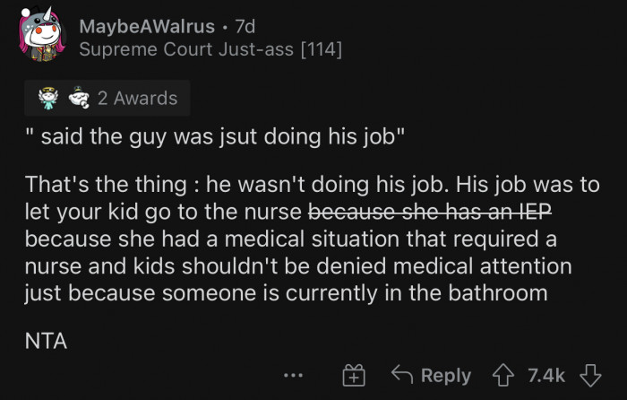 Here's how the Reddit community reacted to u/Boponthehead's post: