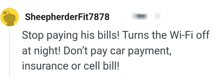 The OP shouldn't pay his bills
