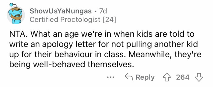 #10 Substitute teacher literally says that children should practice defending adults.