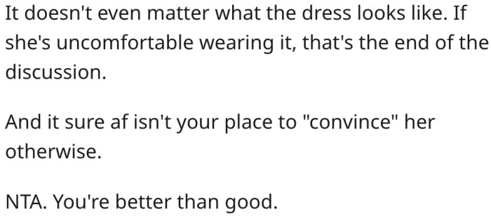 3. She isn't obligated to convince his fiancée.