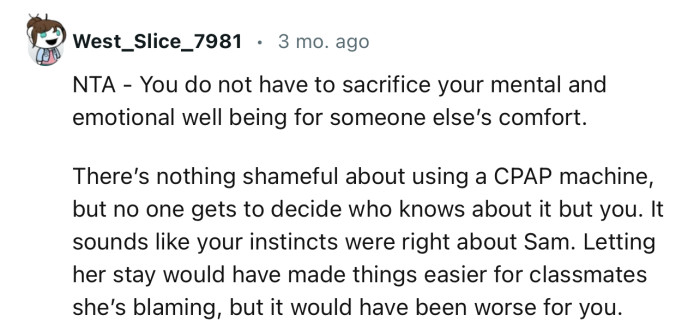 “You don’t have to sacrifice your mental and emotional well-being for someone else’s comfort.”