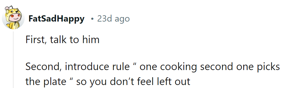 Open a dialogue and then play the plate-picking game to even out the serving field—bon appétit and fairness served!
