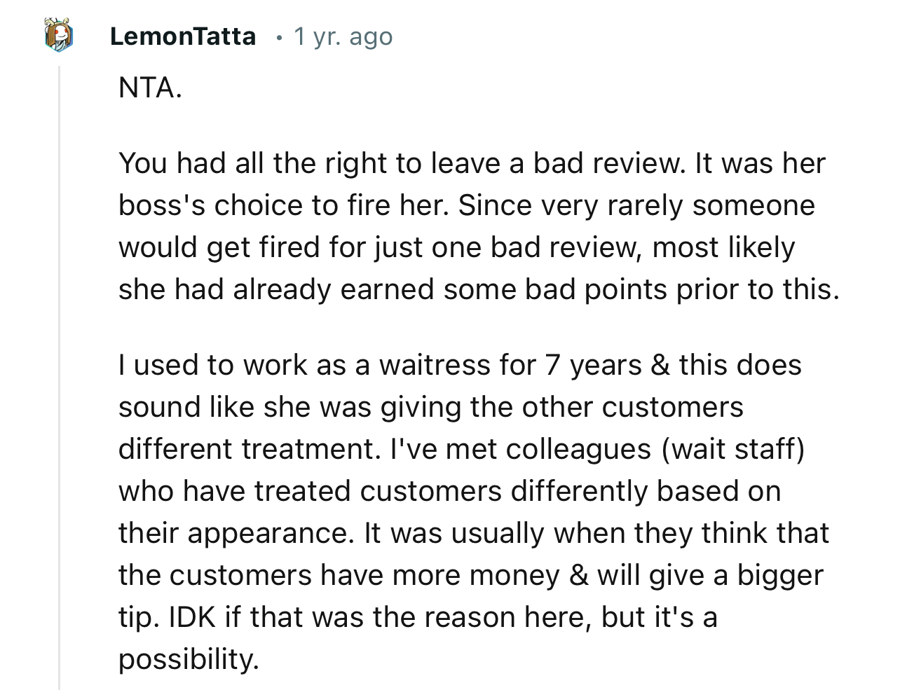 “NTA. You had every right to leave a bad review. It was her boss's choice to fire her.”