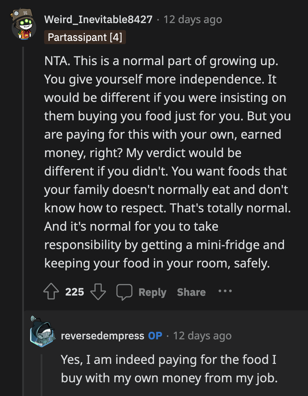 OP paid for every single food item her brothers selfishly ate.