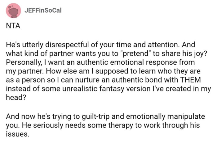 An authentic emotional response should be preferred