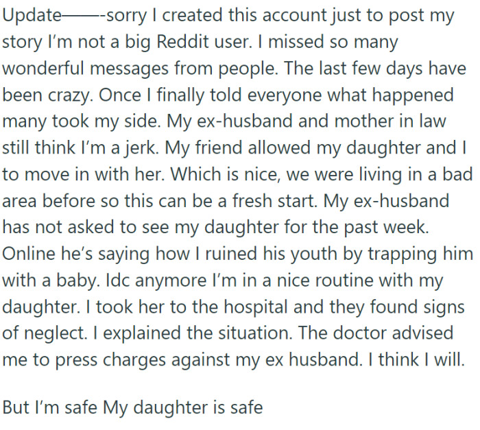 OP posted an update, and luckily, he is now her ex.