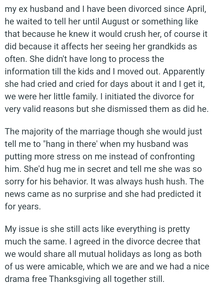 OP's MIL didn't have long to process the information before she and the kids moved out