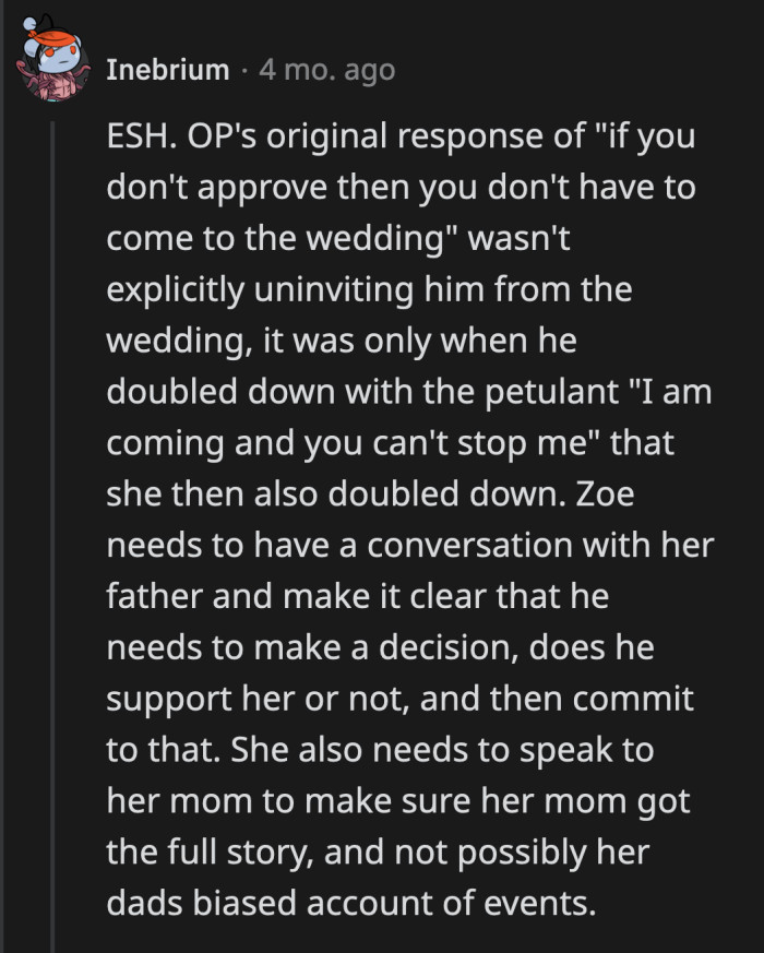 Zoé needs to talk to her father. She needs to figure out if she wants him in her life after everything he said about her and OP.