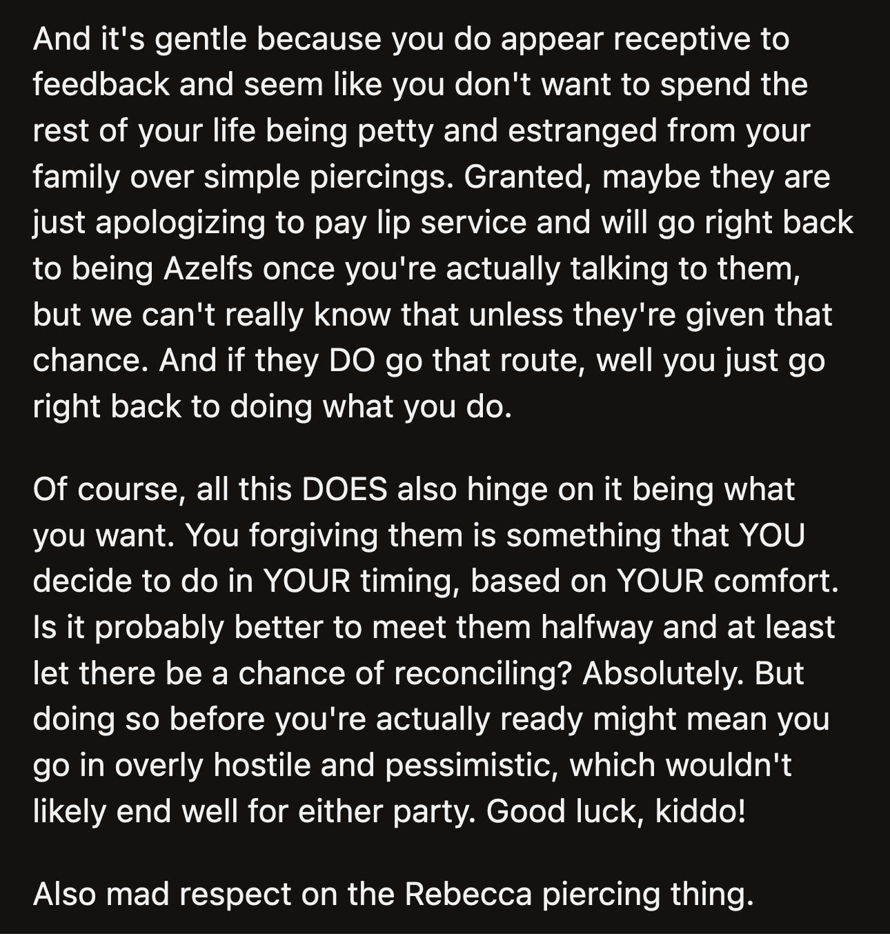 OP needs to consider whether she wants to have a relationship with her parents or not. That choice will determine her next decision.