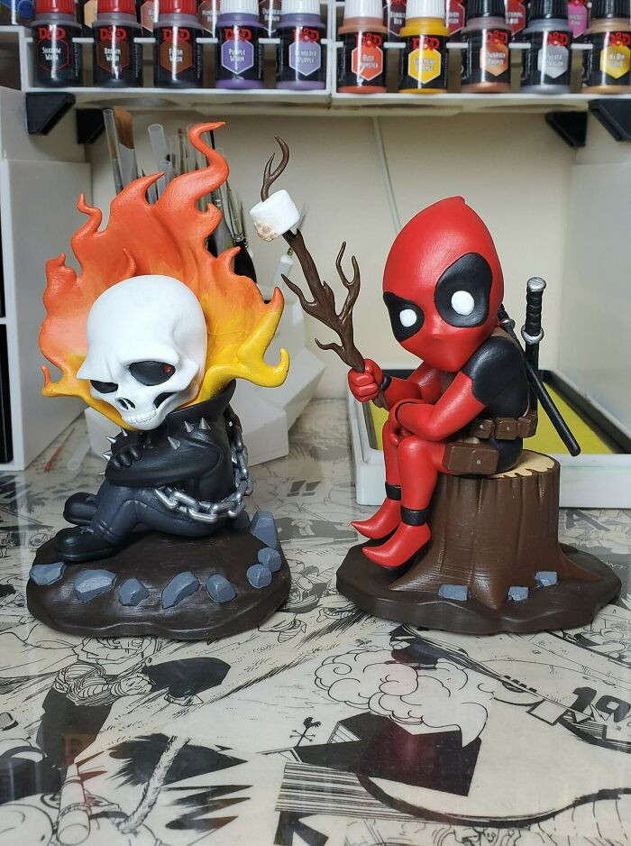 "Just Deadpool Toasting Marshmallows On Ghost Rider 🙂"