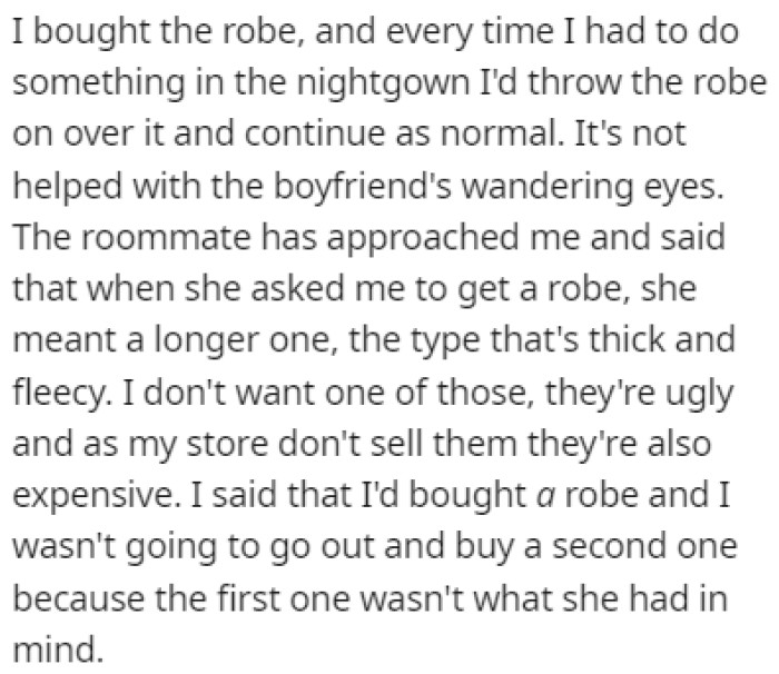 The new robe didn't help solve the issue