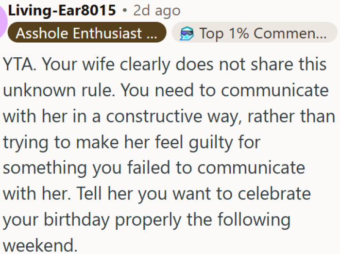 He blamed his wife for breaking a rule she never knew existed