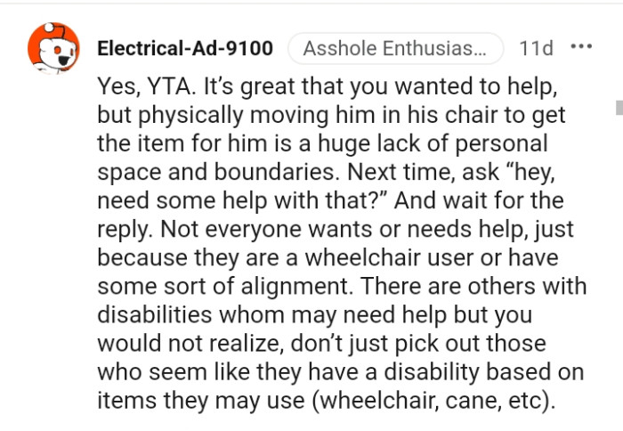 Not everyone wants or needs help