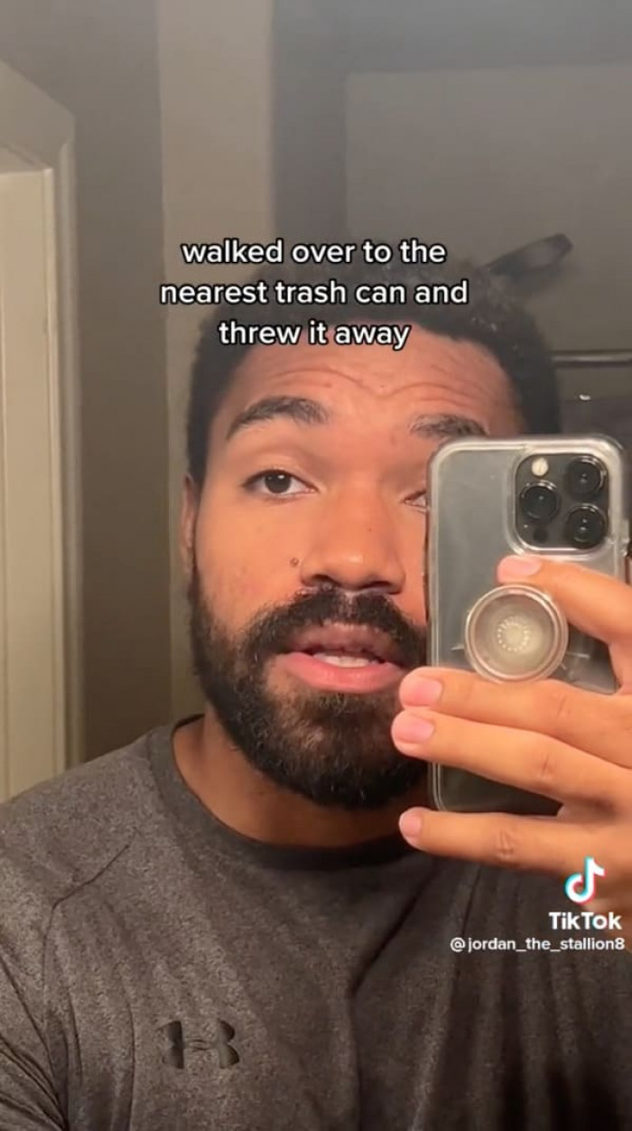 He said that the employee literally walked over to the trash can and threw his application away.