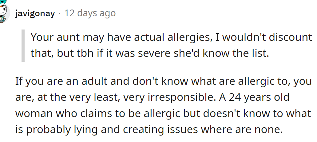 Either she is irresponsible, or she is lying.