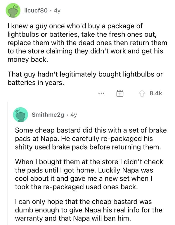 6. Replacing fresh ones with dead ones