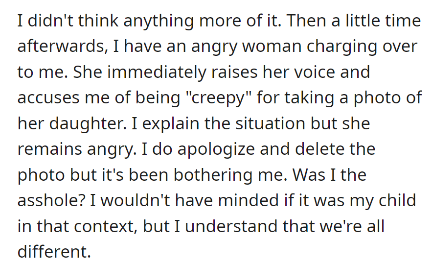 An angry mom accused OP of being 