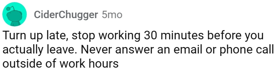 Never answer an email or phone call outside of work hours