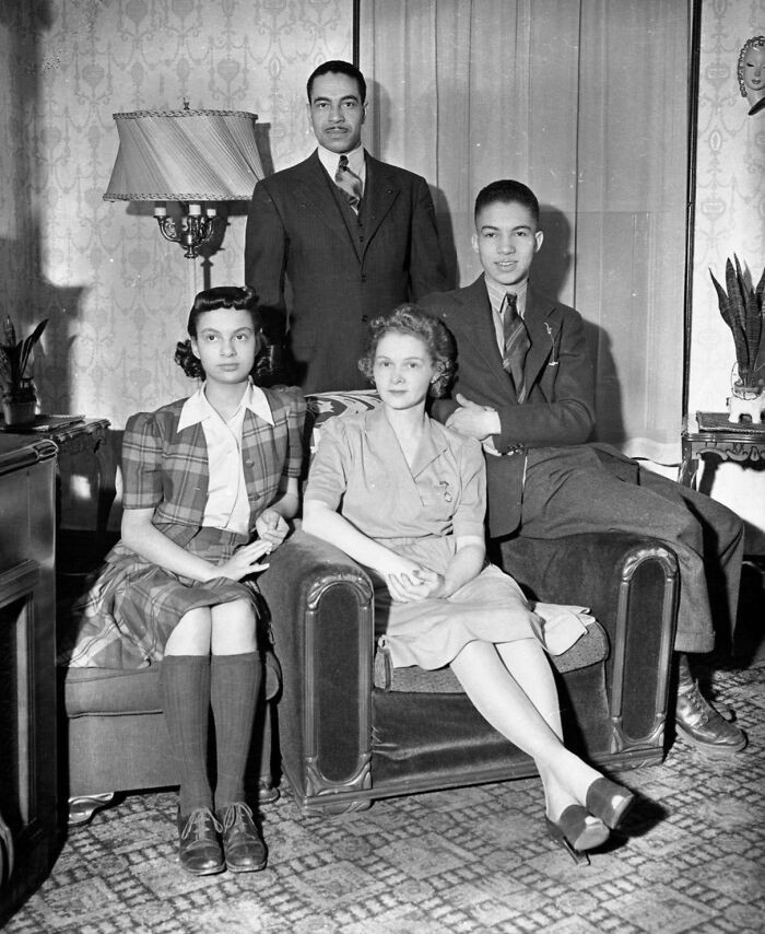 "Mixed Family Posing For Their Group Portrait. Pittsburgh, Pennsylvania, Circa 1940s, Agfa Safety Film"