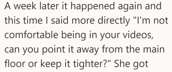 When it keeps happening, he switches from casual to clear about his boundary.