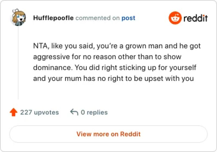 The mom is upset at the wrong person.