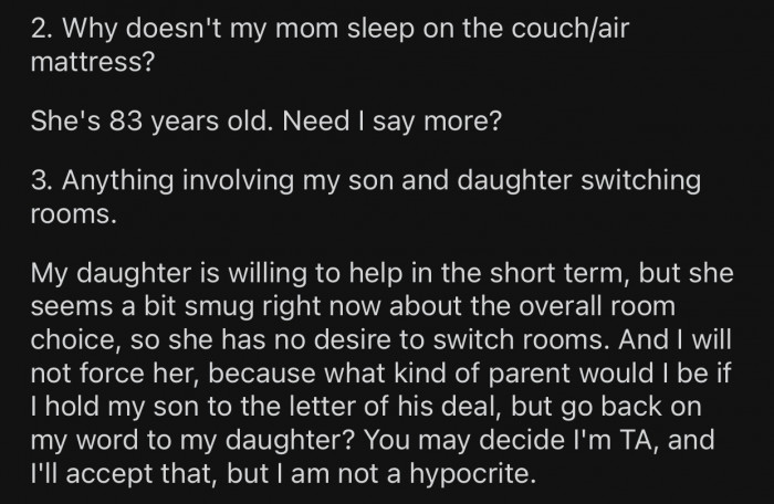 The daughter should not be punished for her brother's stubbornness.
